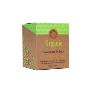 Kvepianti sojų vaško žvakė Lemongrass & Spice, Organic Goodness "Song of India", 200 g