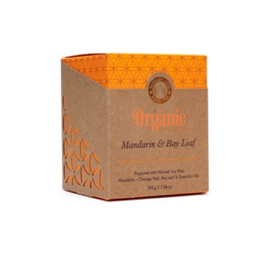 Kvepianti sojų vaško žvakė Mandarin & Bay Leaf, Organic Goodness "Song of India", 200 g