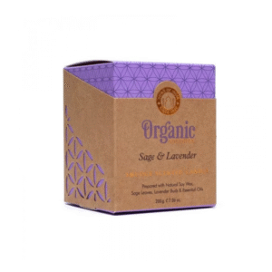 Kvepianti sojų vaško žvakė Sage & Lavender, Organic Goodness "Song of India", 200 g